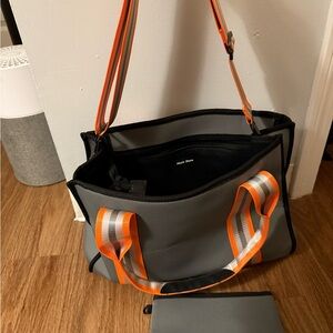 NWOT Haute Shore Grey Tote Bag With Orange Straps